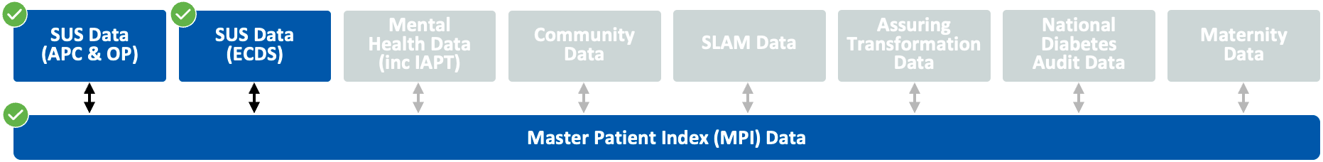 Diagram showing that the datasets SUS (APC & OP) and SUS Data (ECDS) are used in the Hypertension subsegment.